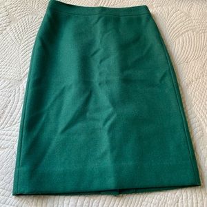 Green wool pencil skirt.